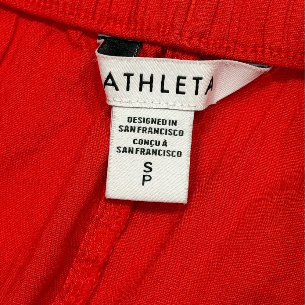 NWT  Athleta Womens Small Paradise Linen Blend Wide Leg Pant Red Drawstring - Picture 7 of 13